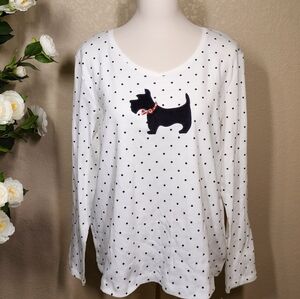 Croft & Barrow Cream Polka Dot Tee